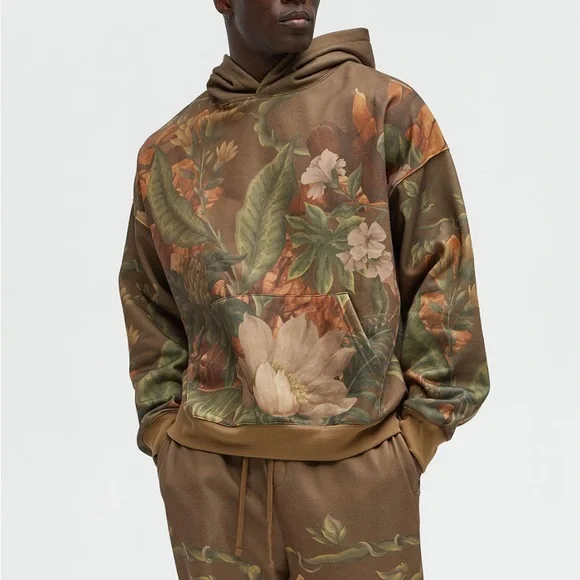 Fashion Nova Brown and Green Camouflage Hoodie - Picture 1 of 4